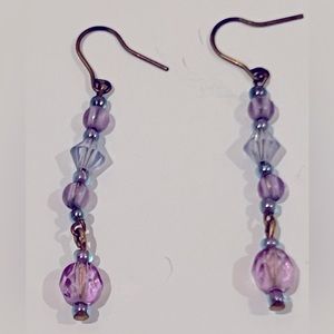Purple and blue beaded earrings circa 2000s